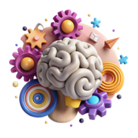 magnificent artistic Brain Gears Interlocking White Cutout authentic png