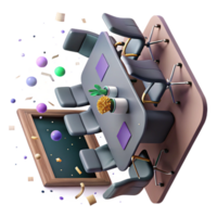 dramatic abstract Conference Room with Table and Chairs Transparent Background high quality png