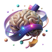 vibrant abstract Brain with Light Trails Transparent Background authentic png