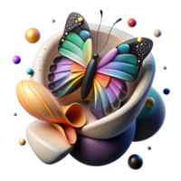 magnificent contemporary Colorful Butterfly Emerging From Cocoon Cutout with Soft Lighting premium png