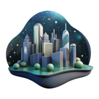 impressive abstract Sustainable City Skyline Silhouette Isolated authentic png