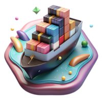 dramatic abstract Cargo Ship at Sea Isolated with Realistic Lighting detailed png