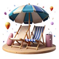 extraordinary abstract Beach Umbrella and Chairs Isolated on Transparent Background png