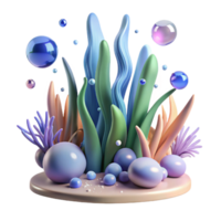 vibrant rustic Underwater Plants Swaying Isolated on Transparent Background original png