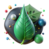 stunning traditional Green Leaf with Water Droplets Macro View Isolated original png