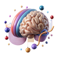 vibrant modern Human Brain with Data Flow Overlay Transparent Background high quality png