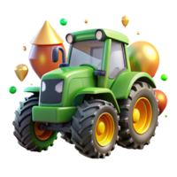 extraordinary minimalist Green Tractor Front View Transparent Background Cutout high resolution png