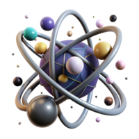impressive abstract Stylized Atom Structure Side View Transparent Background premium png