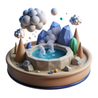 stunning contemporary Geothermal Hot Spring with Steam Clouds Isolated Cutout high resolution png