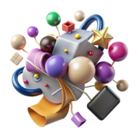 beautiful traditional Mind Map Connecting Ideas Multicolored Transparent Background high quality png