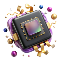 extraordinary creative Quantum Computer Chip Close Up high resolution png
