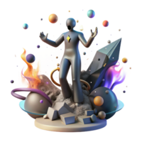 magnificent traditional Abstract Figure Rising From Ashes Isolated on Transparent Background png