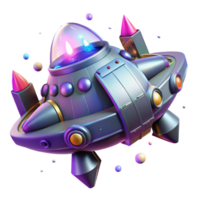 stunning rustic Futuristic Spaceship with Engine Glow Transparent Background detailed png