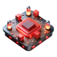 magnificent artistic Circuit Board with Red Leds Transparent Background authentic png