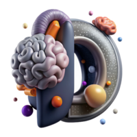 impressive rustic D Brain Render with Transparent Background authentic png