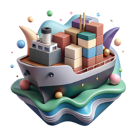 serene abstract Cargo Ship at Sea Isolated with Realistic Lighting original png