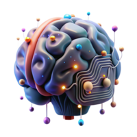 magnificent artistic Brain with Glowing Circuits Isolated Element genuine png