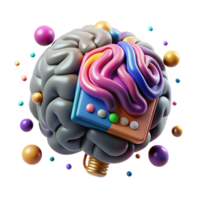 serene modern Brain with Colorful Circuits Isolated premium png