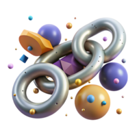 elegant artistic Molecular Chain 3d Render Isolated Element authentic png
