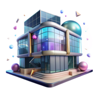 stunning contemporary Futuristic Building with Glass Facade Isolated Element authentic png