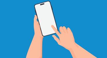 illustration of a hand holding a smartphone, screen facing forward, representing mobile technology, communication, connectivity, and modern digital interaction on a solid background vector