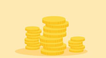 design of stacked and scattered money coins casting soft shadows on a solid background, symbolizing wealth, savings, economy, and financial growth vector