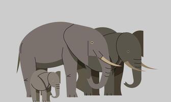 illustration of a group of elephants with a baby elephant, symbolizing family, strength, and unity in the animal kingdom, depicted in a serene and peaceful natural setting. vector