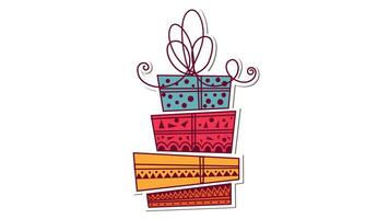 Multiple presents, wrapped with colorful paper and ribbons, isolated against a clean background vector