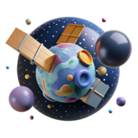 impressive artistic Satellite Orbiting Planet Generic Transparent Background high quality png