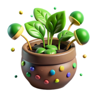 impressive contemporary Green Sprouts Growing in Pot Close Up with Transparent Background genuine png
