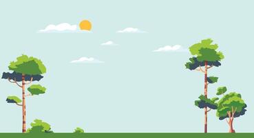 illustration of tall trees in a forest, isolated on a clean background, showcasing the beauty of nature and a serene, peaceful forest scene with lush greenery vector
