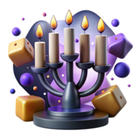 beautiful artistic Menorah with Nine Candles Isolated original png