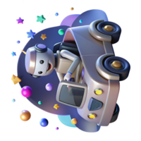 serene minimalist Robot Driving Autonomous Vehicle Side View Transparent Background png