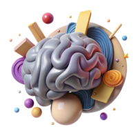 stunning classic D Brain Render with Transparent Background premium png