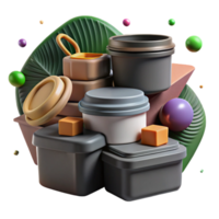 beautiful classic Compostable Container Stacked View Isolated high quality png