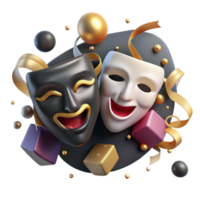 serene abstract Theater Masks Dramatic Lighting Transparent Background detailed png