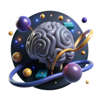 extraordinary vintage Brain with Glowing Pathways Isolated Element professional png