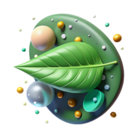 serene abstract Green Leaf with Dewdrops Transparent Background professional png