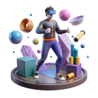 magnificent minimalist Man Training in Virtual Environment Transparent Background original png