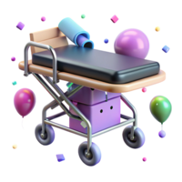 elegant modern Stretcher with Wheels Isolated Element authentic png
