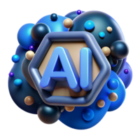 impressive artistic Artificial Intelligence Text Logo with Blue Gradient Transparent Background premium png