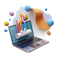 extraordinário criativo binário código corrente fluindo a partir de computador portátil tela transparente fundo original png