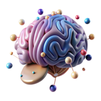 impressive modern Human Brain with Data Flow Overlay Transparent Background png