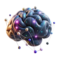 elegant rustic Brain with Glowing Connections Isolated Element genuine png