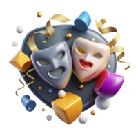 elegant contemporary Abstract Theater Symbol Masks Design Transparent Background high resolution png