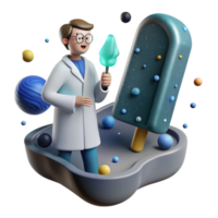 elegant contemporary Scientist Studying Ice Core Sample Isolated png