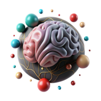 vibrant artistic Brain with Active Regions Highlighted Cutout high resolution png