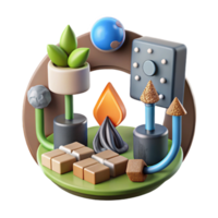 dramatic classic Biomass Energy Production Cycle Diagram with Arrows professional png
