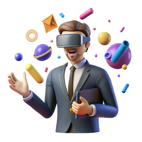 wonderful minimalist Businessman Using Vr Headset Presentation Mode Cutout professional png