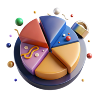extraordinary minimalist Pie Chart Displaying Data Multicolored Transparent Background detailed png